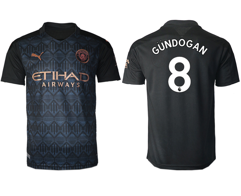 Men 2020-2021 club Manchester City away aaa version #8 black Soccer Jerseys->manchester city jersey->Soccer Club Jersey